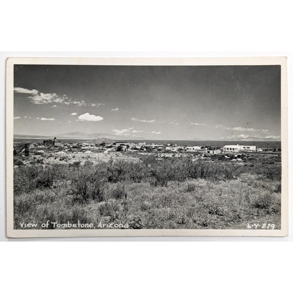 Tombstone, Arizona AZ Town Landscape Desert Panorama View c1950s RPPC Postcard